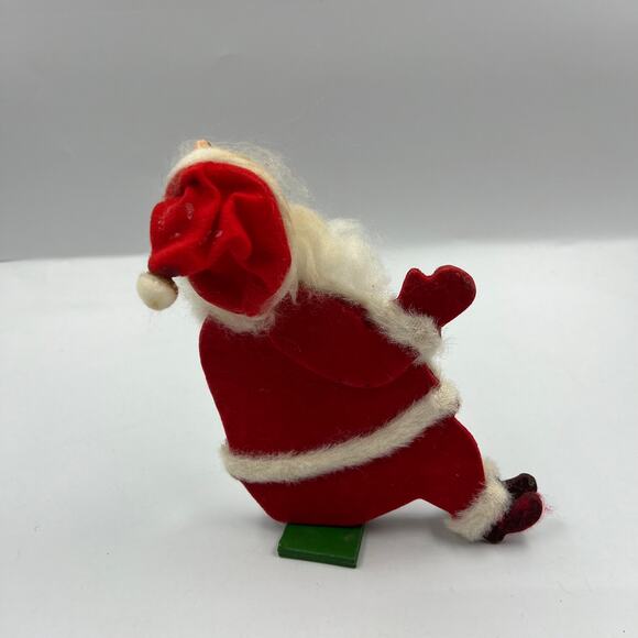 VTG Rubber Face Santa Claus Shelf Sitter Display Wood Felted Flocked MCM 1950 - Picture 10 of 10